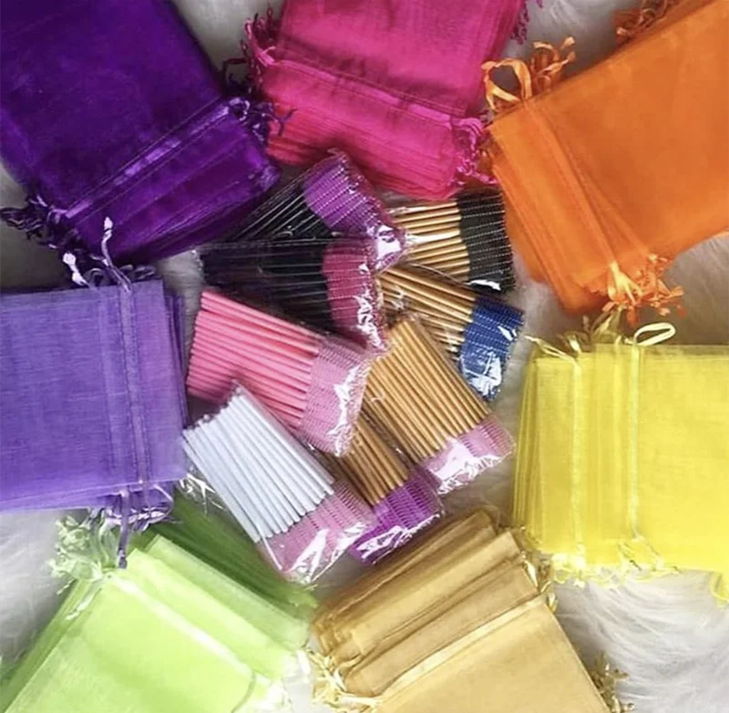 Custom Design Jewelry Bag Small Organza Gift Drawstring Bag Transparent Gauze Bag