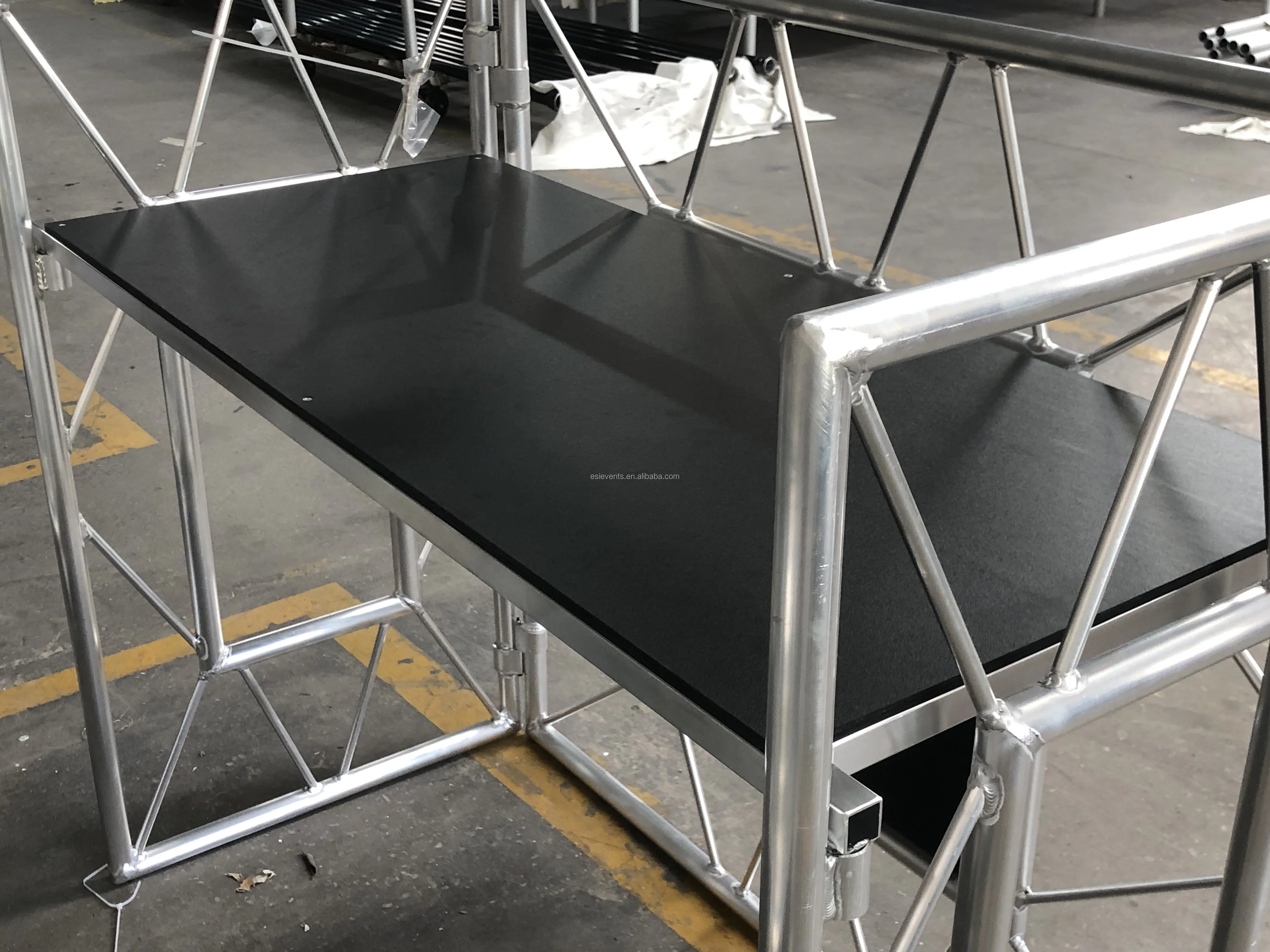 ESI Portable Aluminum Speaker Stand Dj Booth with Top Bar Event Table Dj Booth for Sale