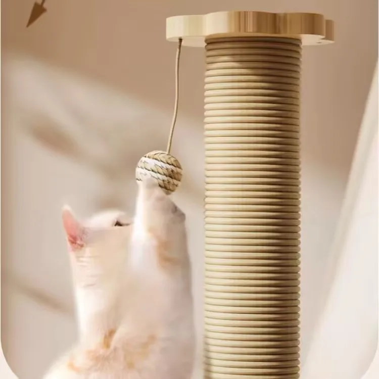 Multi-functional Cat Scratching Posts, Interactive Cat Toys for Indoor Cats,Sisal Rope Kitten Scratch Post with Ball