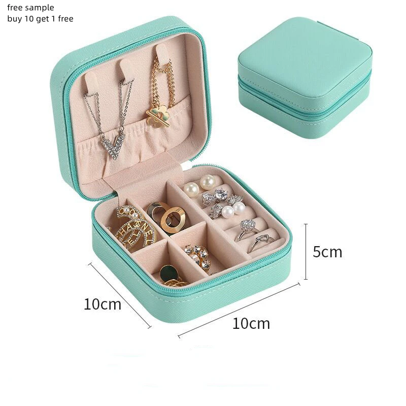 Free Sample Custom Pu Leather Portable Jewelry Box Small Travel Jewelry Organizer travel jewelry box