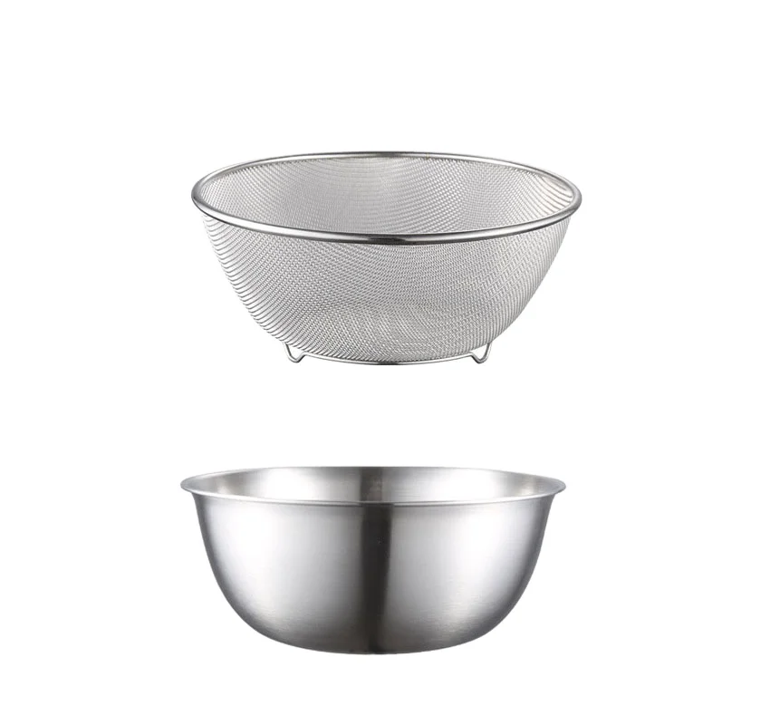 Metal Microporous Colander Strainer Vegetable Drainer Mixing Bowl for Drain Pasta