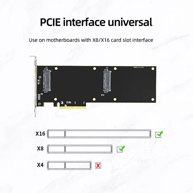 PCIE Riser Nvme 2 5 Ssd U.2 для PCIe X8 3 0 карта адаптера интерфейса SF-8639 gen3 32 Гбит/с SATA-Экспресс Двойной жесткий диск