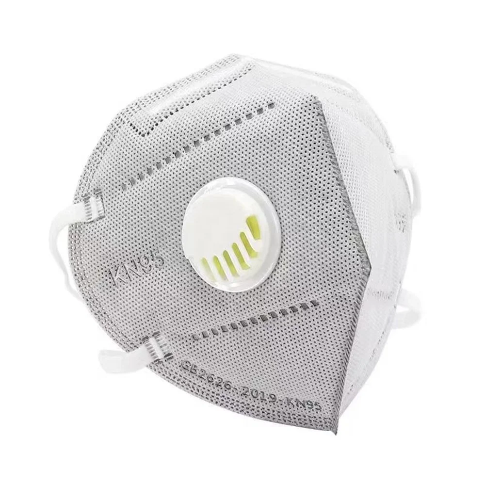 Gray KN95 Face Mask Respirator Breathing Valve Filtering Respirator Face Shields Head Loop Respirator