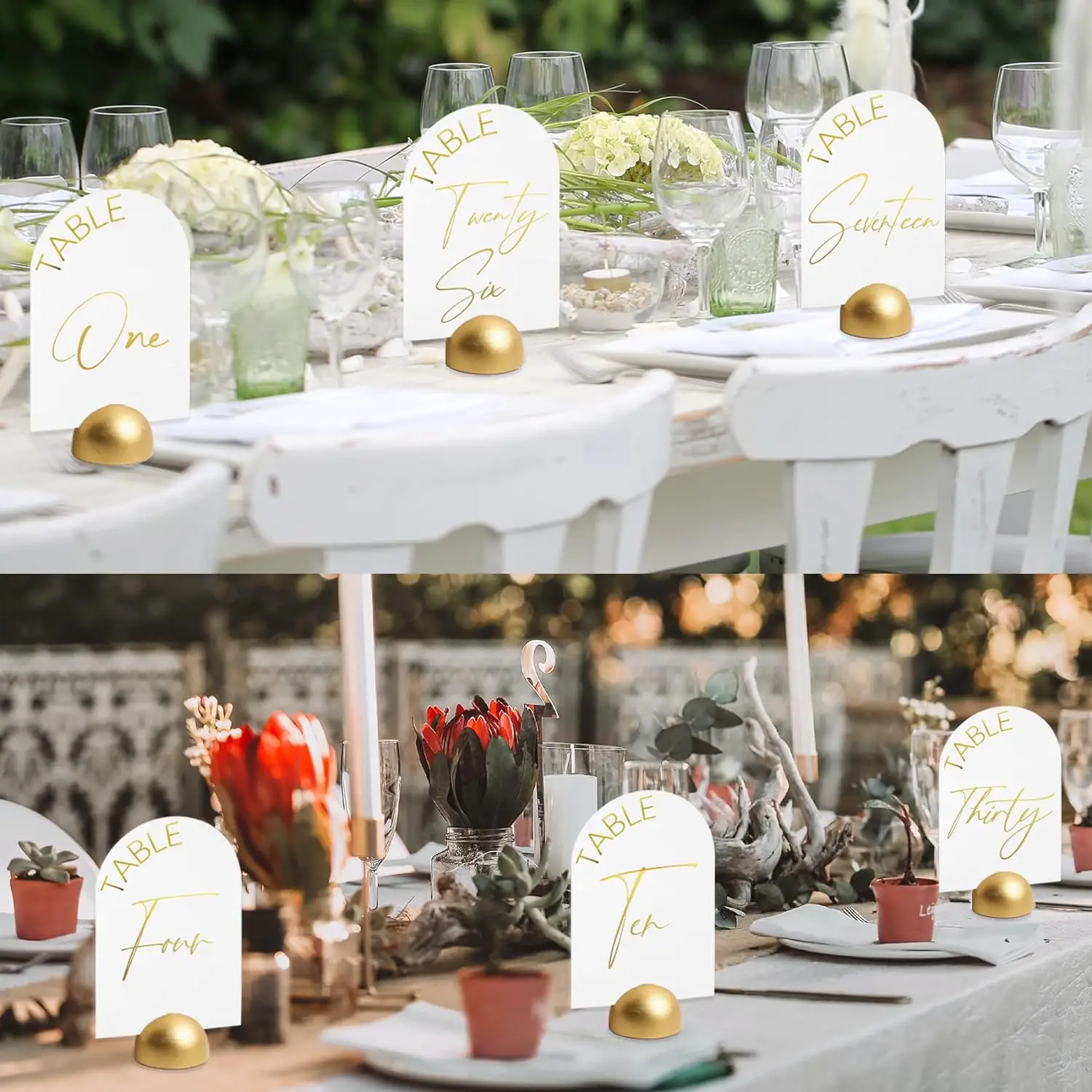 Modern Double-Sided Gold Foil Table Number Card Signs 1-30 Arch Table Number Cards for Wedding Reception