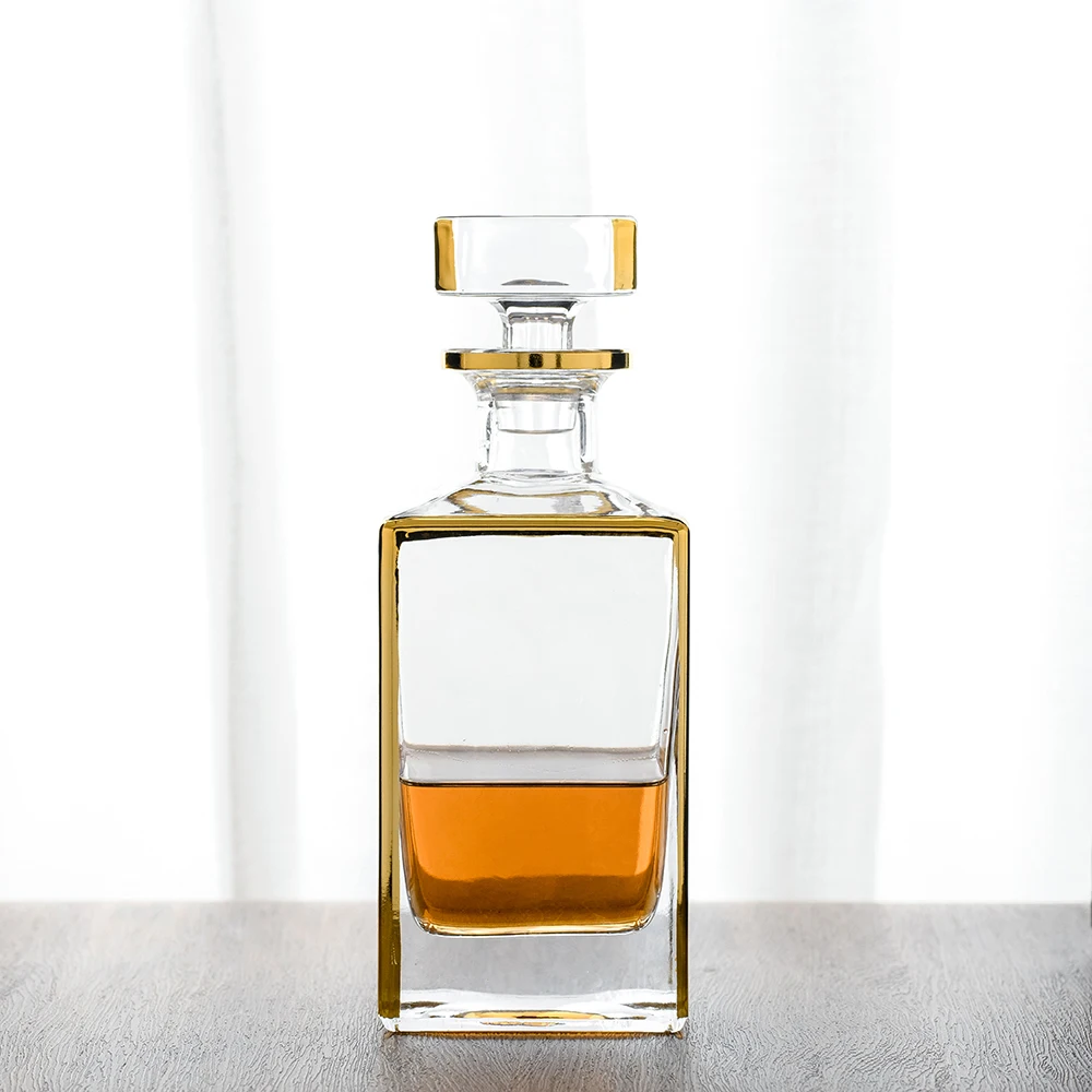 High End Creative Decanter Crystal Glass Wine Cup Set Plating gold Accept Logo Custom