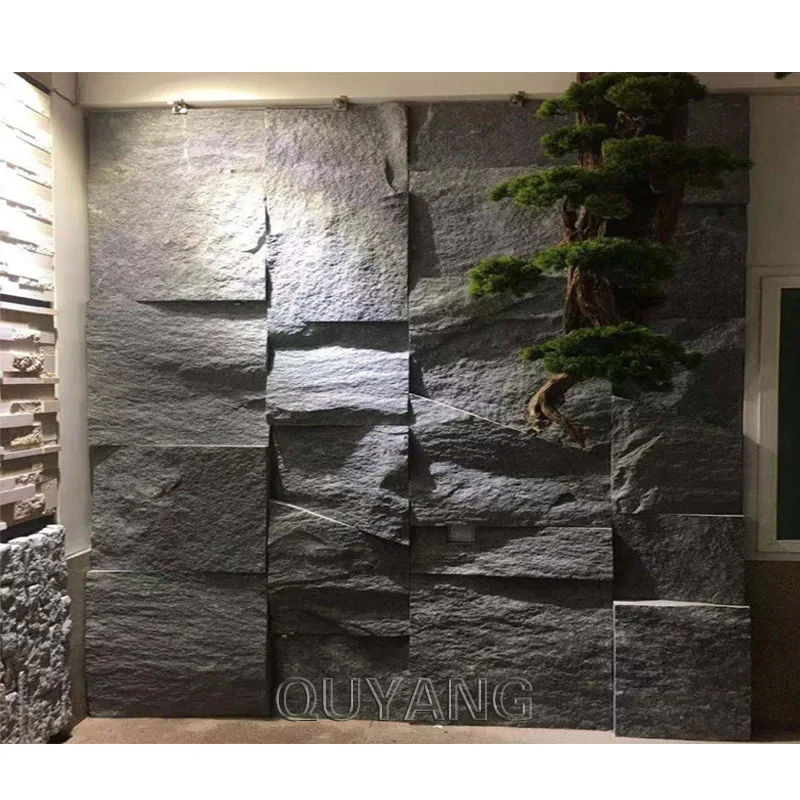 QUYANG Outdoor Wall Decoration Garden Grey Marble Culture Stone Natural Stone Wall Panels Cladding For wholesale