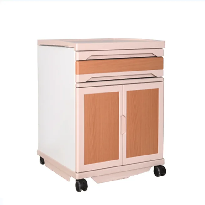 YH-C01 Hot Sale Medical ABS plastic mobile hospital beside cabinet medical bedside locker table for clinic