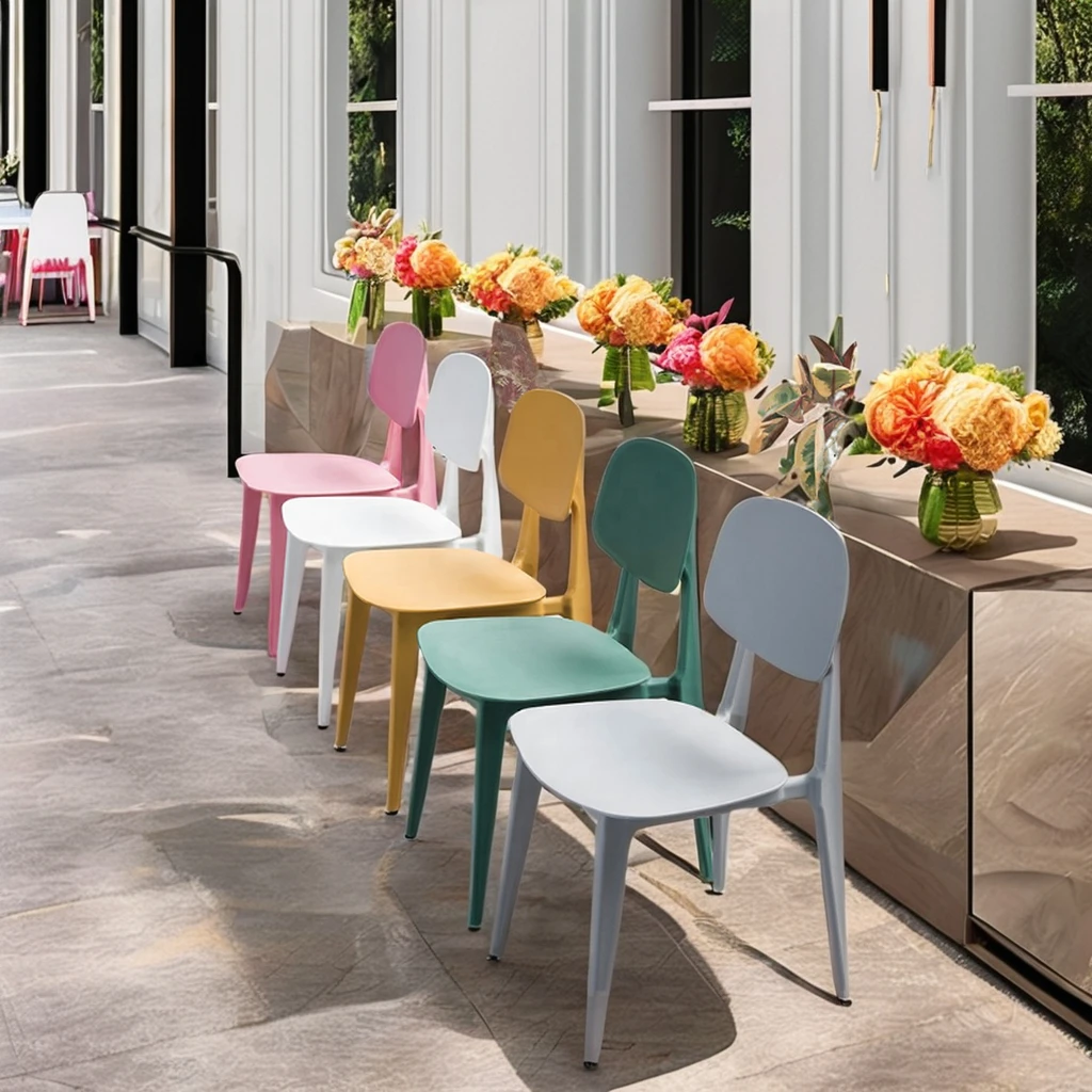 Modern Minimalist Stackable PP Plastic Armless Dining Chair Outdoor Party Events Light Versatile Utility Office Wine Cellars