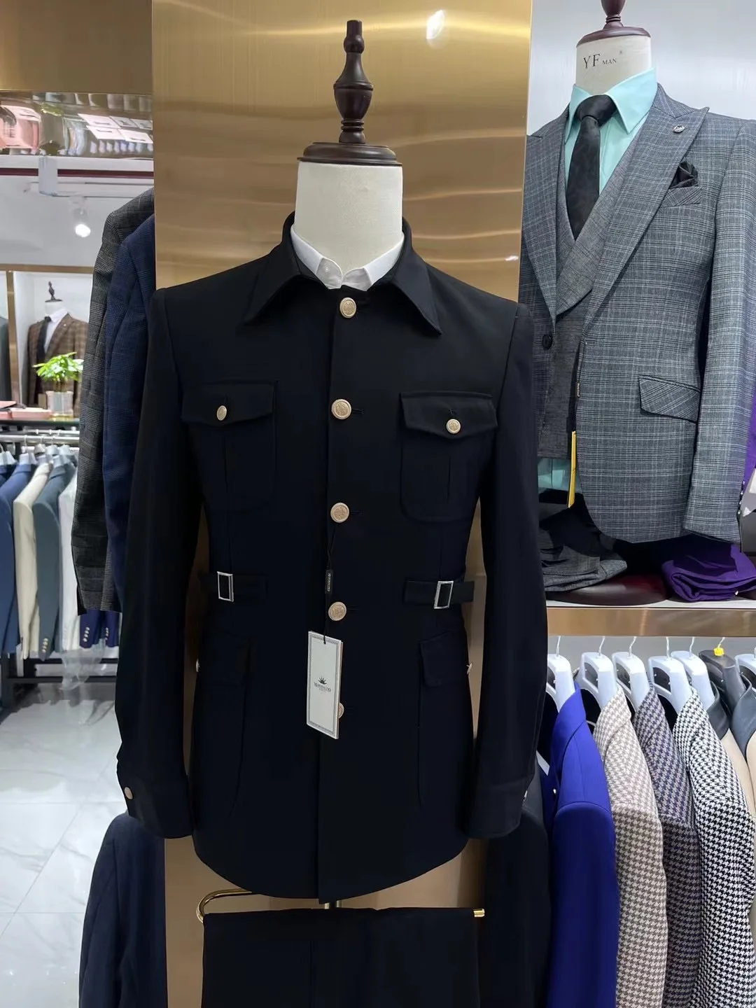 Gray Men Suits Zhongshan For Wedding Groom Tuxedo Prom Blazer 2 Pieces Business Formal Suit Jacket+Pants Tailor Made