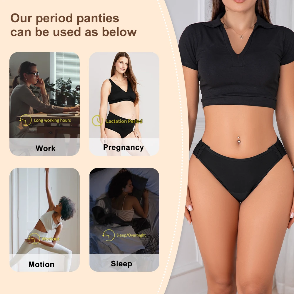 OEM ODM 4 Layer Moderate Detachable Bikini Menstrual Panties Reusable Culotte Menstruelles Leakproof Period Panties For Women