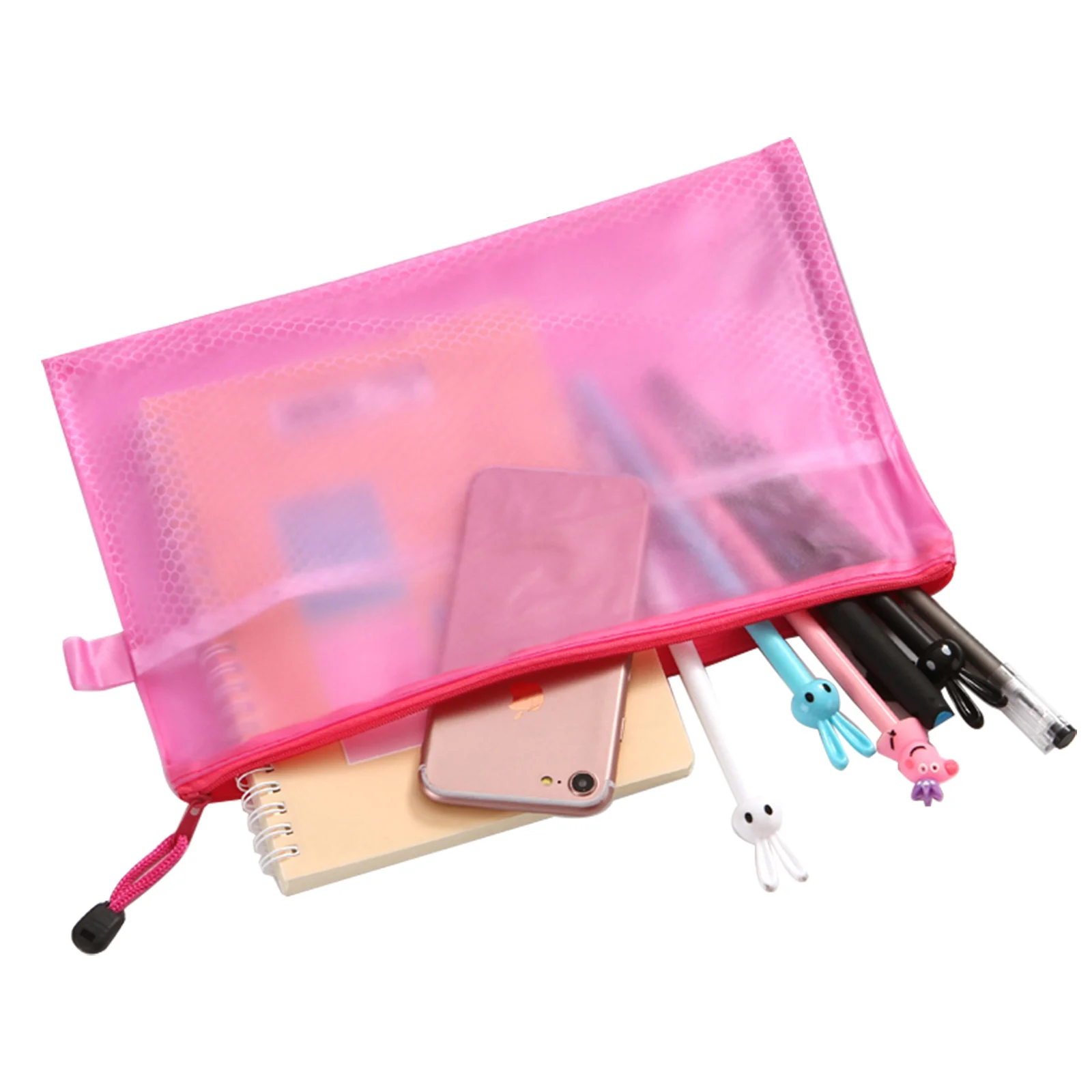 A4 Polyester waterproof document bag one inner mesh separated into two sides zipper document bag plastic  A4 document bag