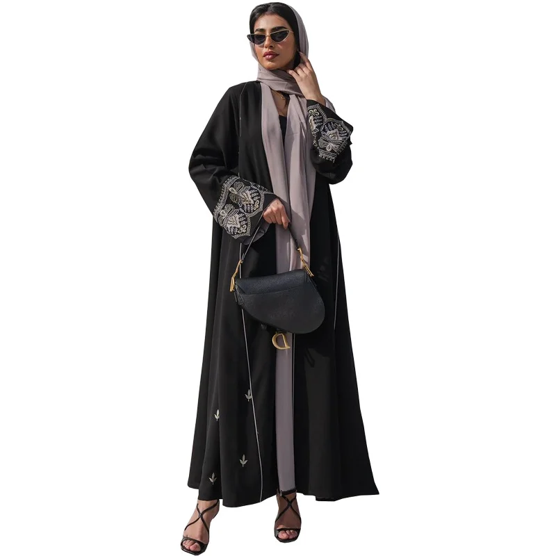 2024 New Mq105 Muslim Fashion Embroidered Patchwork Abaya Shawl Cardigan Spring And Summer Dress Robe Abaya Women Muslim Dress