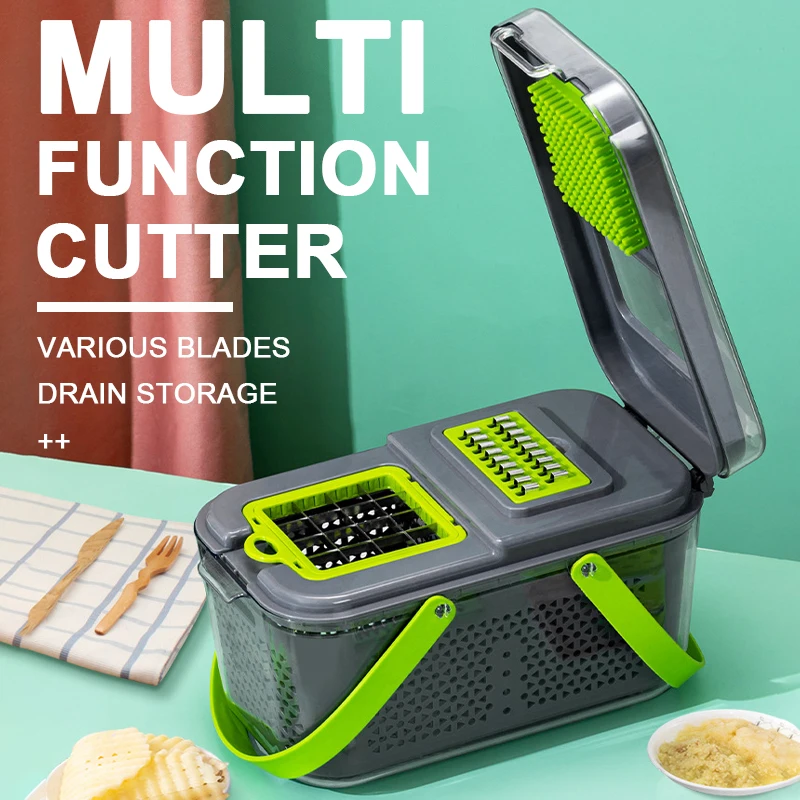 Kitchen Tools 22 Piece Vegetable Cutter Chopper Set Multifunctional 13 Blades Combination Garlic Onion Chopper