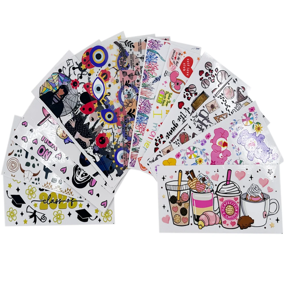 Personalized Plastic Die Cut Vinyl Transfer Label Stickers Printing 16 OZ UV DTF Transfers For Cups Wraps Mom Packaging