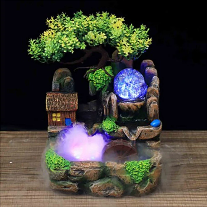 Zen Water Feature Water Fountain,Interior Decoration Tabletop Water Fountains,fengshui Water Fountain with Led Lights for Office