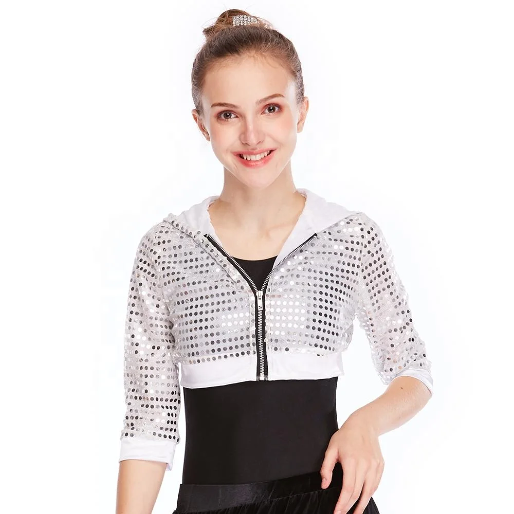 УКОРОЧЕННЫЙ ТОП MiDee с блестками, джазовая куртка, худи для уличного танца в стиле хип-хоп, одежда для выступлений