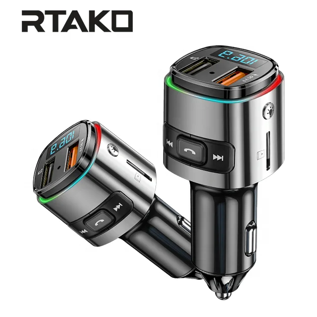 One-hand Free QC3.0 Usb 2-port for Iphone and Ipad Fast Car Mp3 Player Adapter Charger 20HZ~15KHZ Color Box Portable ABS+PC V4.2