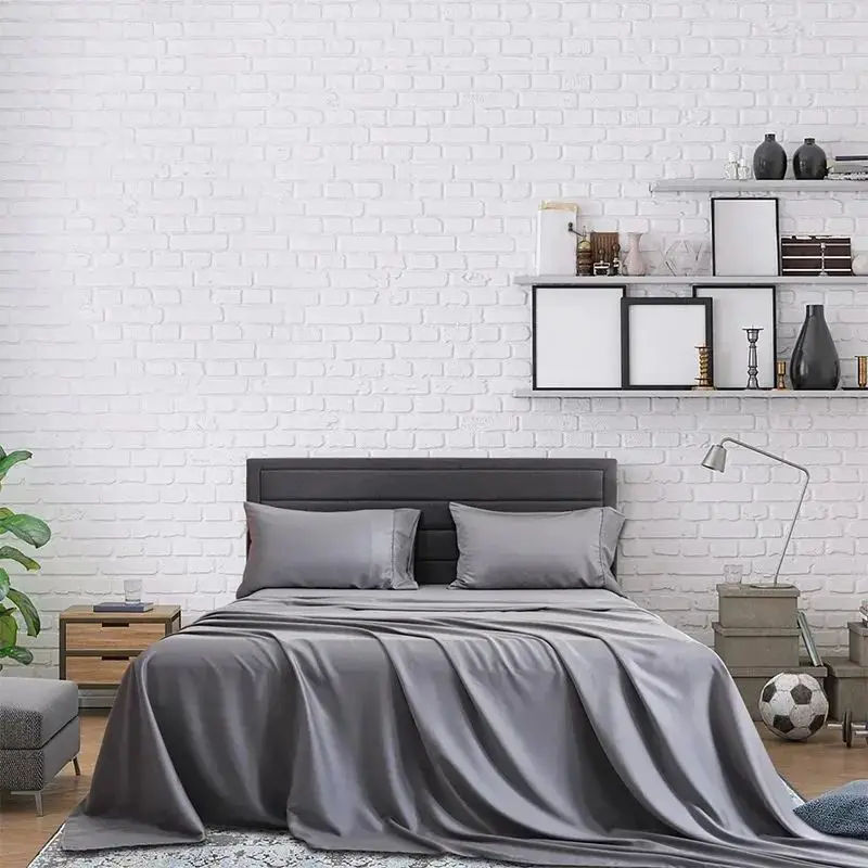 Современная трехслойная кровать из бамбукового волокна 300TC комплект четырех предметов легкое Роскошное однотонное одеяло и простыня оптовая продажа