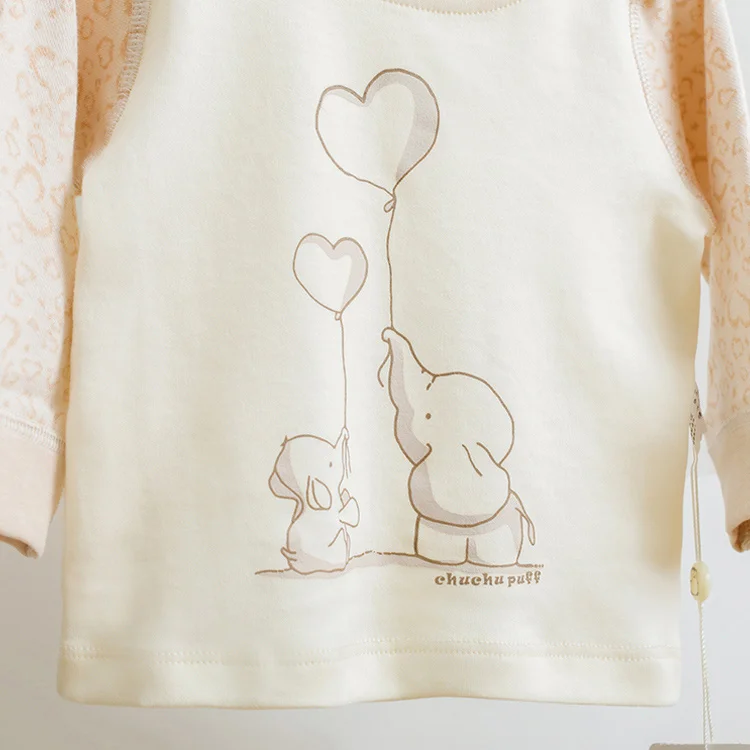 Organic cotton heart shaped animal bodysuit baby children pajamas baby clothing set