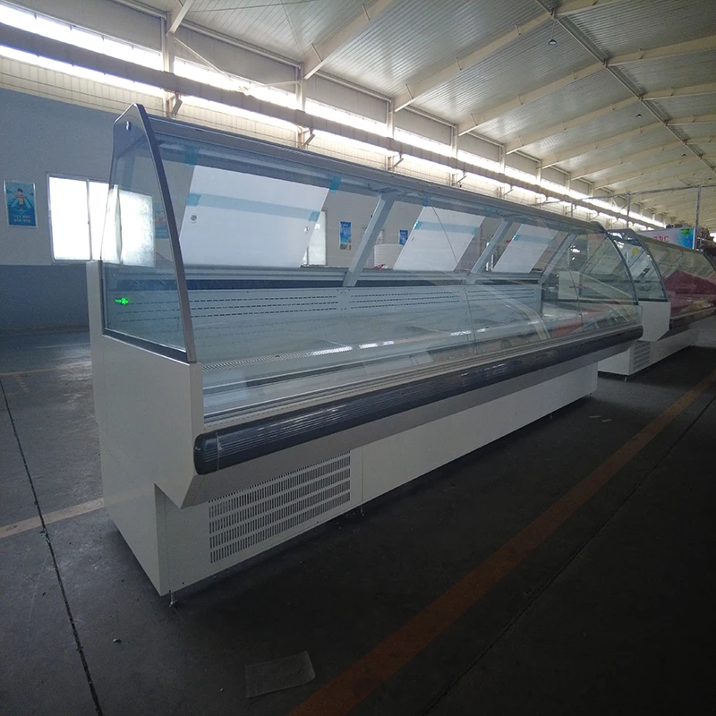 Supermarket corner fresh meat display freezer/supermarket cooked food display refrigerator Meat shop fresh fish service counter