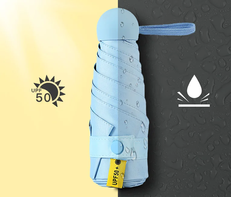 Mini 5 Fold Custom Logo Anti UV Pill Black Coated Umbrella Rain Pocket Foldable Umbrellas Manual Capsule Umbrella
