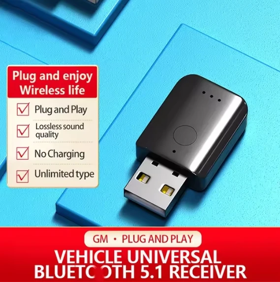 Mini Stereo USB Wireless Audio Adapter BT 5.1 Receiver USB FM Modulator Transmitter with Mic For Car PC TV Headphone