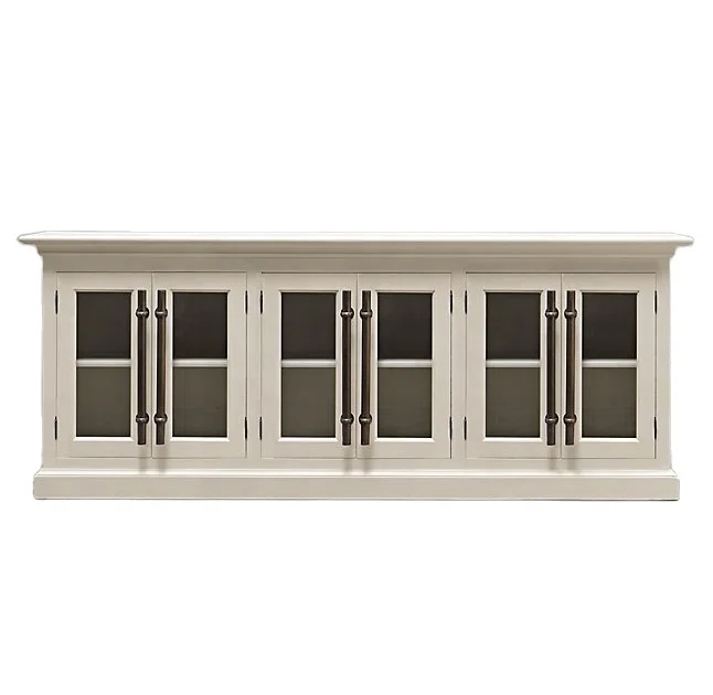 french rustic oak elm wood glass white wash wooden sideboard