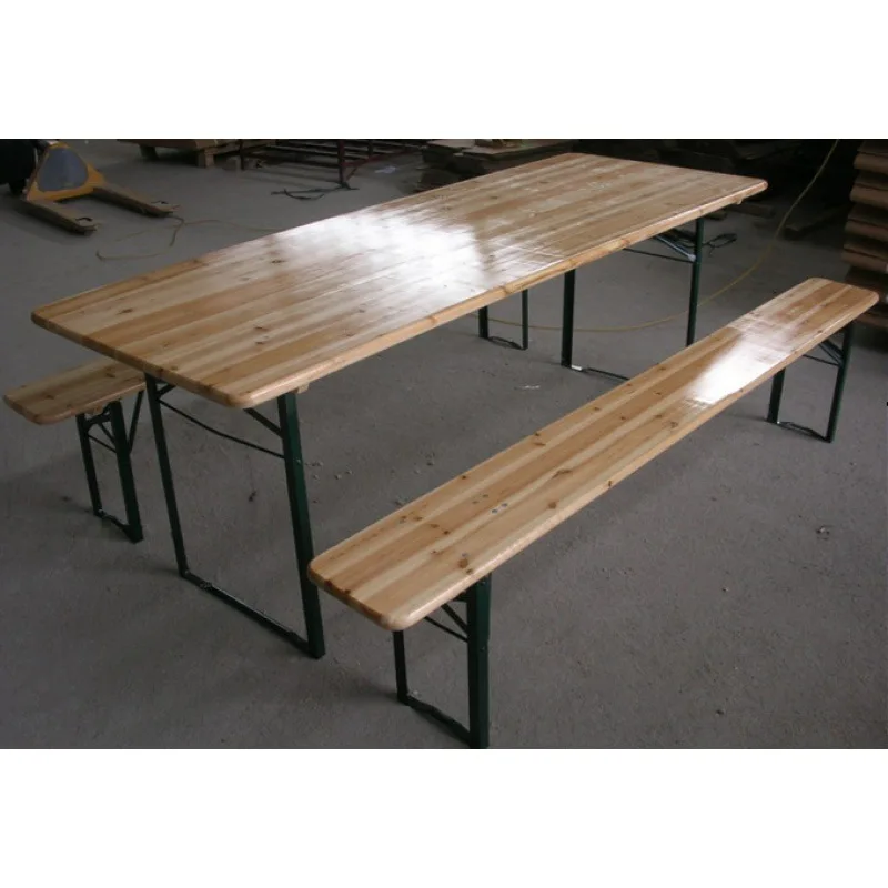 3PCS Beer Table Bench Set Outdoor beer holder Garden folding dining table wooden folding beer table for event with folding chair