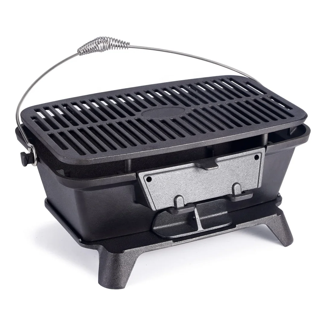 mini portable camping cast iron barbecue grill for outdoor bbq