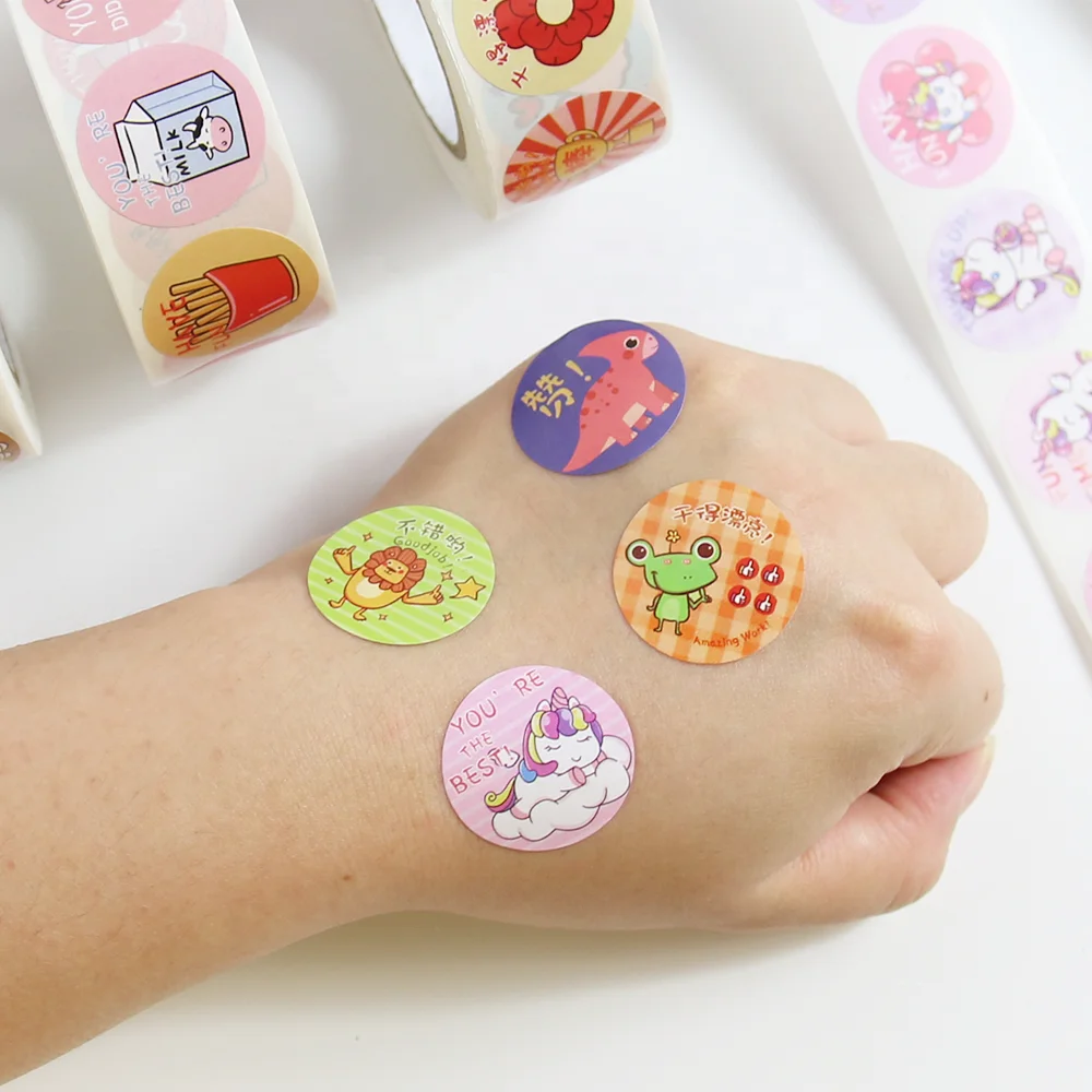 Custom Cartoon Animal Paper Roll Sticker Roll Reward Words Stickers for Teacher Encourage Student Kawaii Sticker for Kids to