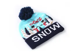 Ourwarm Merry Christmas Adult Child Decoration Kids Small Party Supplies Knitted Christmas Hat with Lights