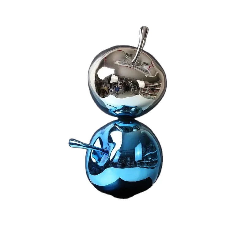 Hot Selling Resin Crafts Gradient Electroplated Apple Cherry Statue Fruit Sculpture