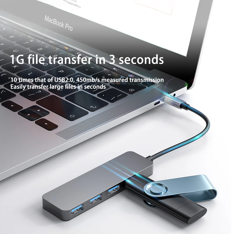 Type C HUB 3 Port USB-C to USB 2.0 Splitter Converter OTG Adapter Cable