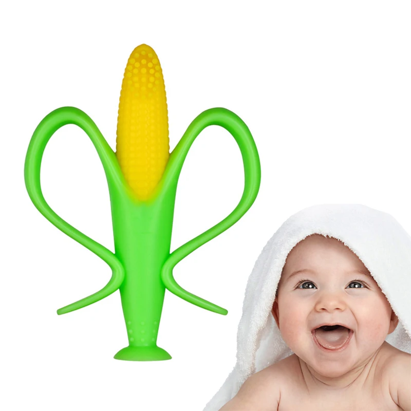 BPA Free Chew Toys Silicone Teether Banana shape Corn Shape Baby Toothbrush Soother Teether