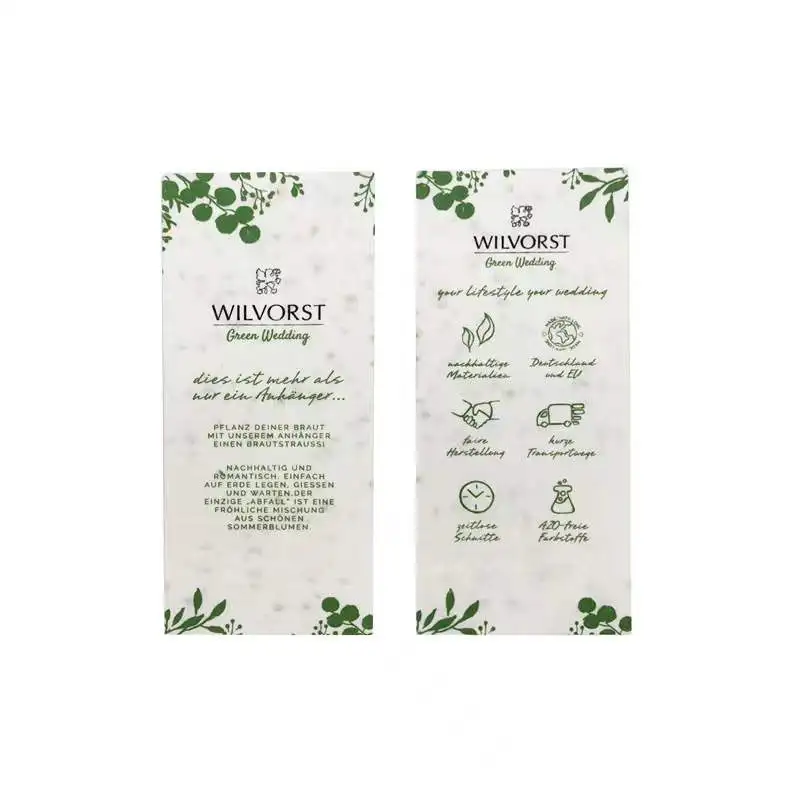 Eco-friendly custom logo wildflower seed paper seed paper book marks flower seeded paper name card
