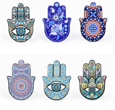 Creative European and American Hamsa Hand Ceramic Coaster kitchen accessories Cork Ceramic Heat Insulation Mats & Pads