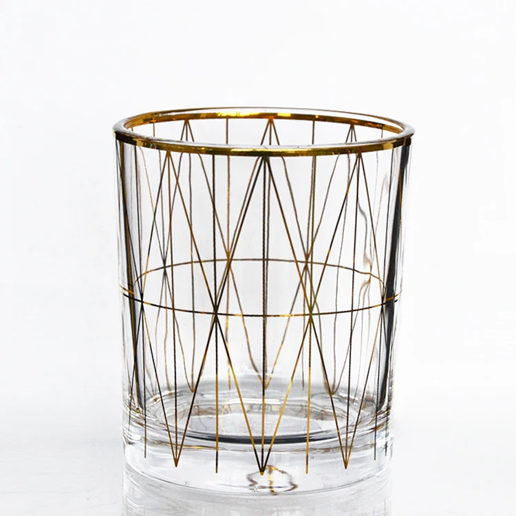 Premium Glass Tumblers with Gold Rim Luxury Gifts Wine Whiskey Glasses