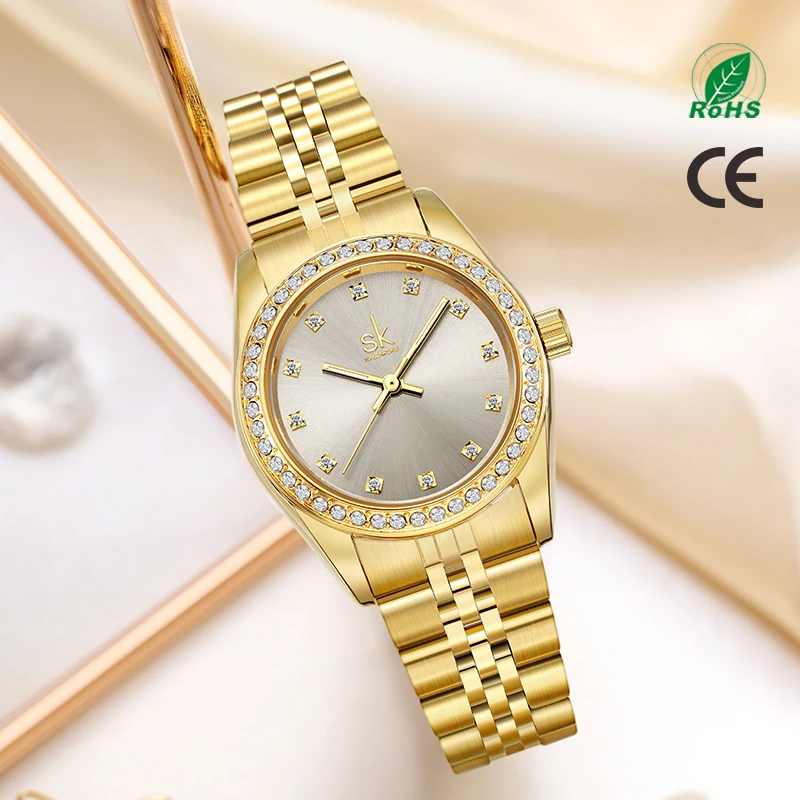 SHENGKE K0156L Custom Your Logo Montre Homme Luxury Wrist Band Analog Luxury Women Gold Watch In Wristwatch For  Ladies