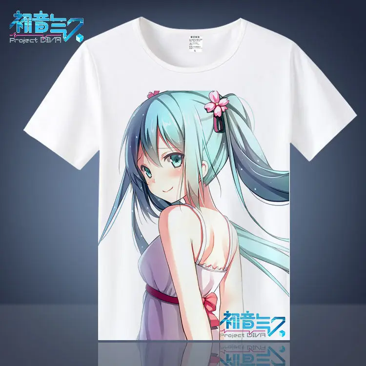 Hatsune Miku white summer high quality comfortable ordinary fastness T-shirt anime top