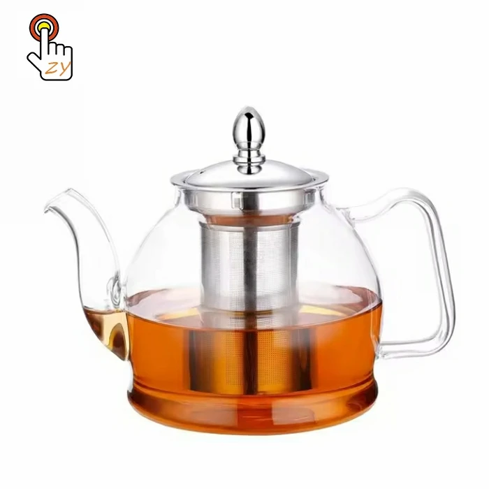 High borosilicate glass 1200ml large capacity teapot with stainless steel tea strainer