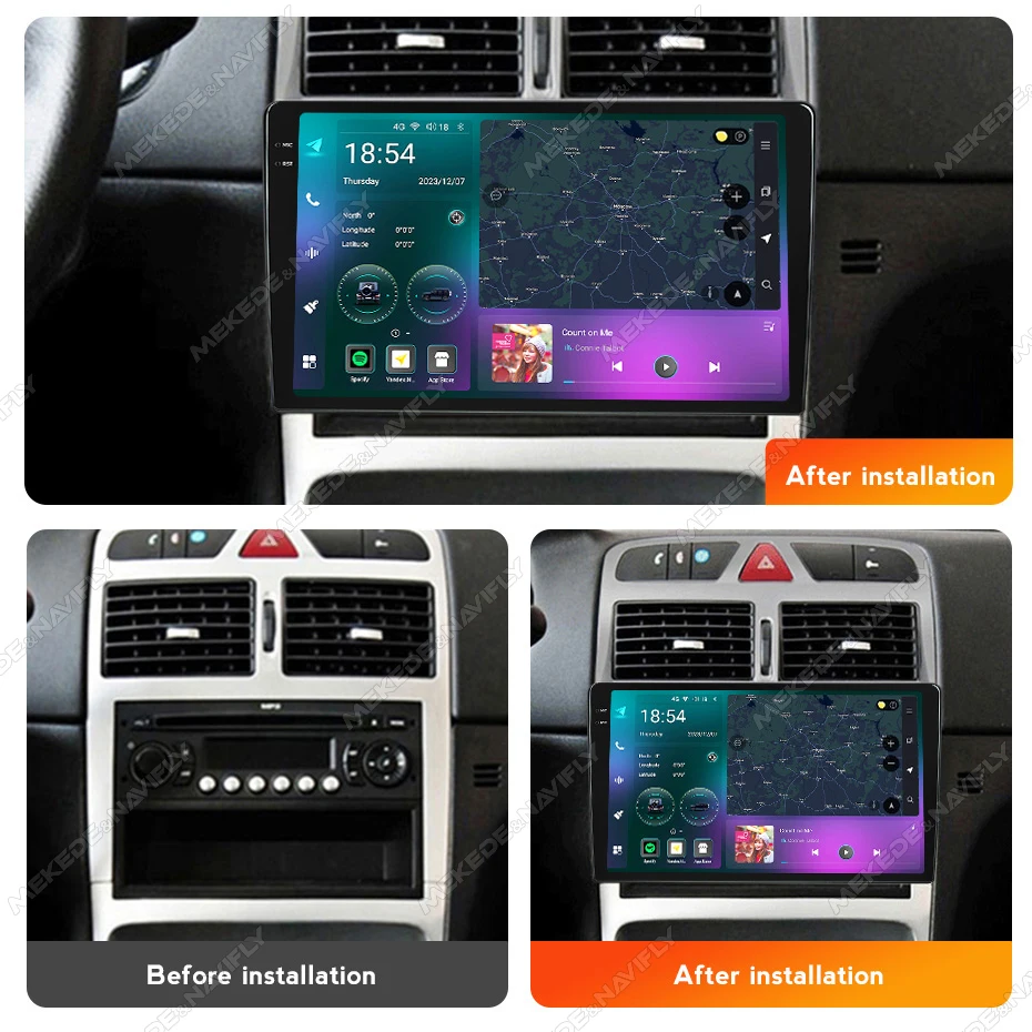 MEKEDE M6 PRO 3D car radio 4G LTE WIFI QLED screen 360 camera for Peugeot 307 2001-2008 car radio stereo GPS DSP BT