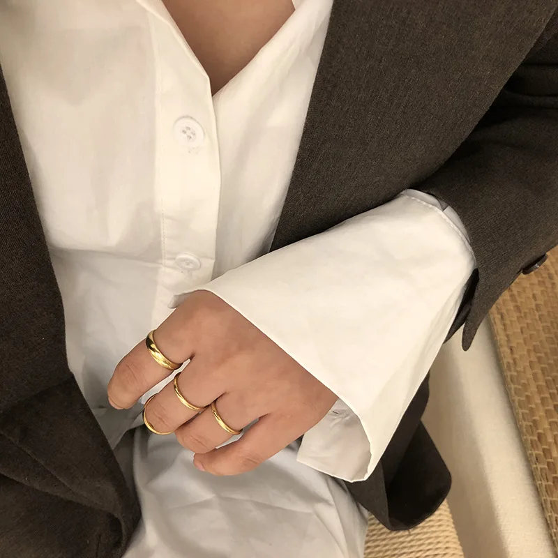 MICCI Wholesale Custom High Polished Minimalist Jewelry 2mm 4mm Titanium Stainless Steel Simple Blank Gold Thin Ring for Women