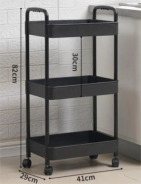 Rolling Storage Cart 3 Tier Organizer Mobile Shelving Unit Storage Rolling Utility Cart with Wheels for Kitchen Bathroom Laundry