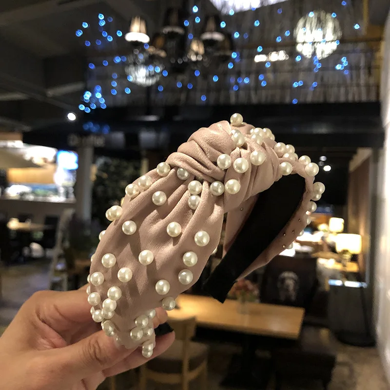 2019 Fashion Baroque Pearl Knot Headband For Women
