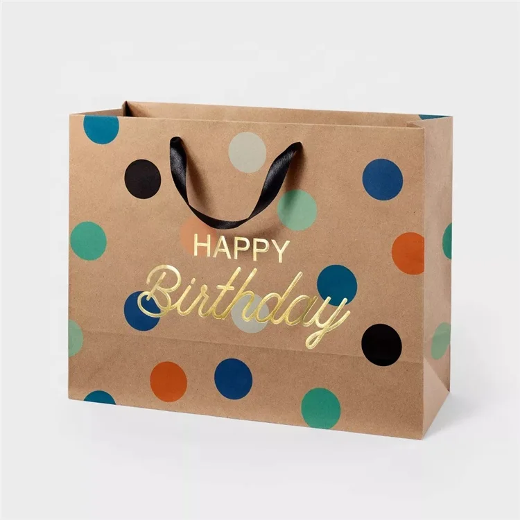 Luxury craft paper shopping paper bag with logo gift bag for birthday
