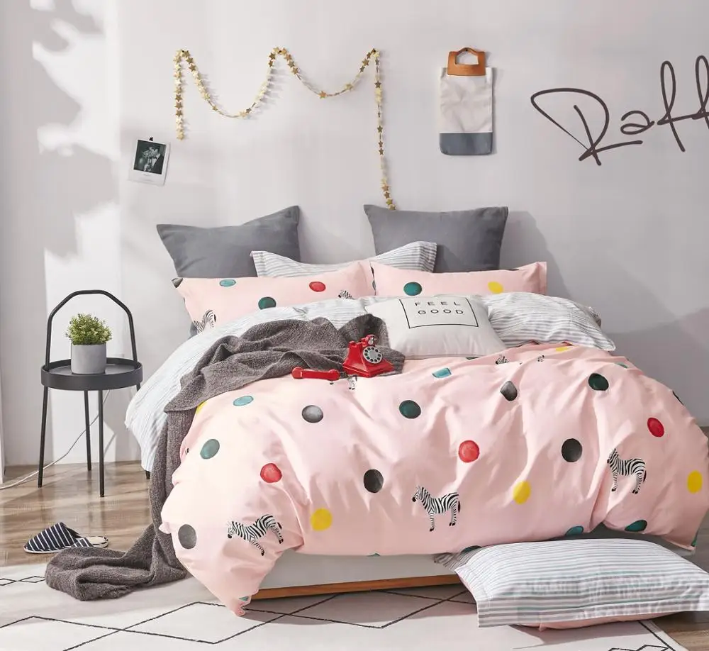 100% cotton bedding set hot sale Zoo series lovely Zebra design bed linen bed sheet set