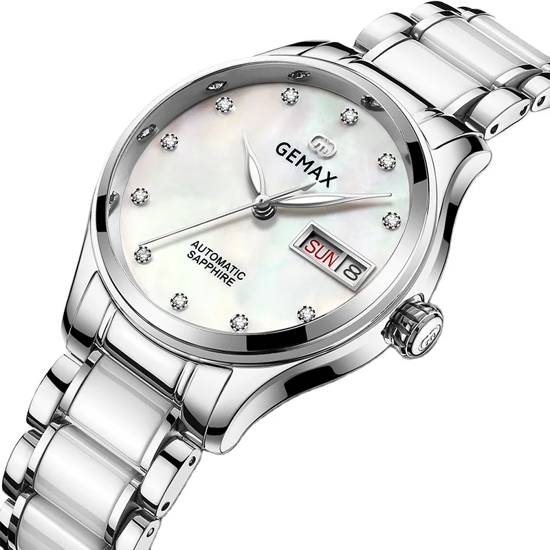 Newest classic lady ceramic automatic watch women mechanical diamond wristwatch