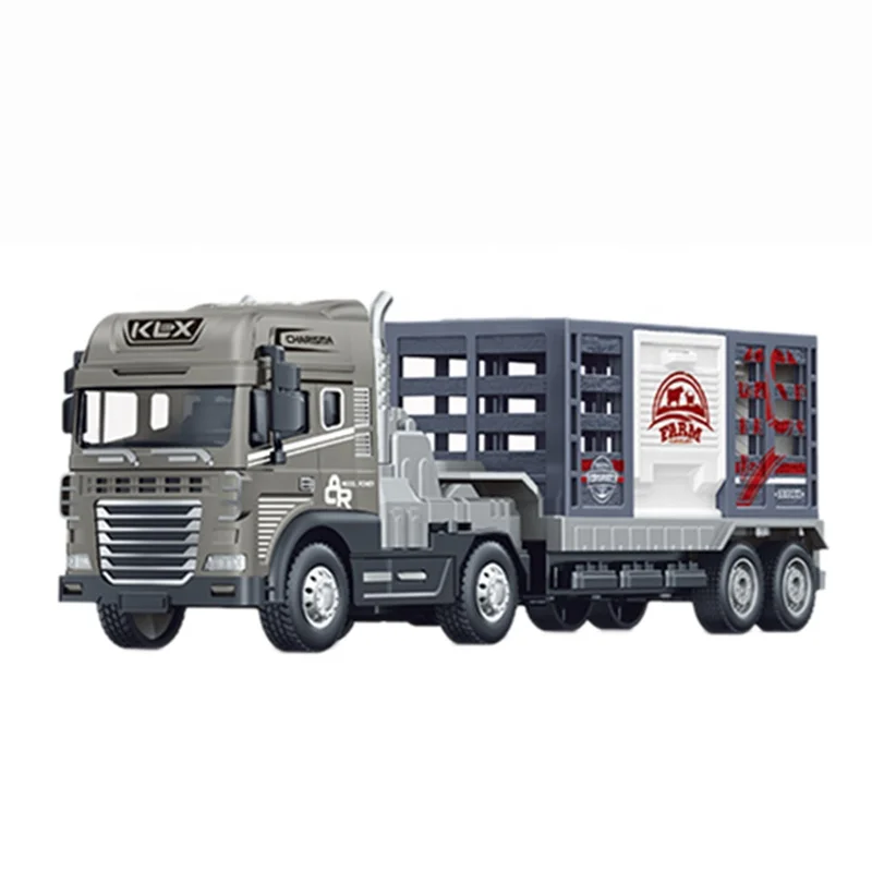 QS Customized Child Juguetes 1:24 Metal Car Simulation Transport Animal Carrier Truck Diecast Model Alloy Truck Toys For Sale