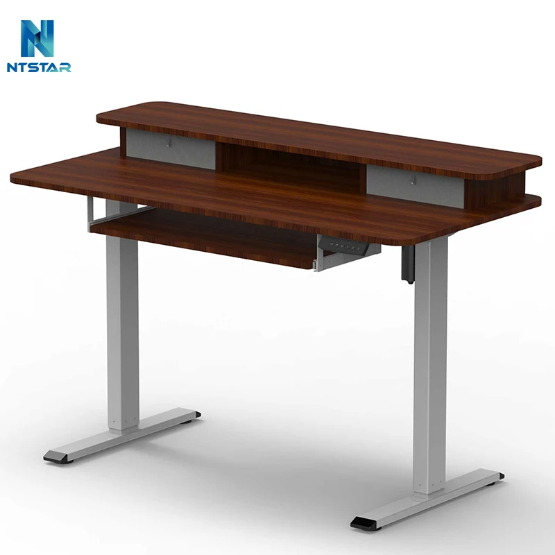 2SR2B 1,2 м двухуровневый офисный стол для электрокомпьютера с регулируемой высотой стоячий стол с выдвижным ящиком и подставкой