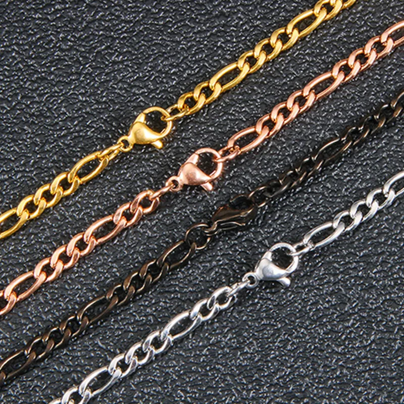
tarnish free 18k gold plated stainless steel chain 3:1 figaro Link chain necklace chain for men 